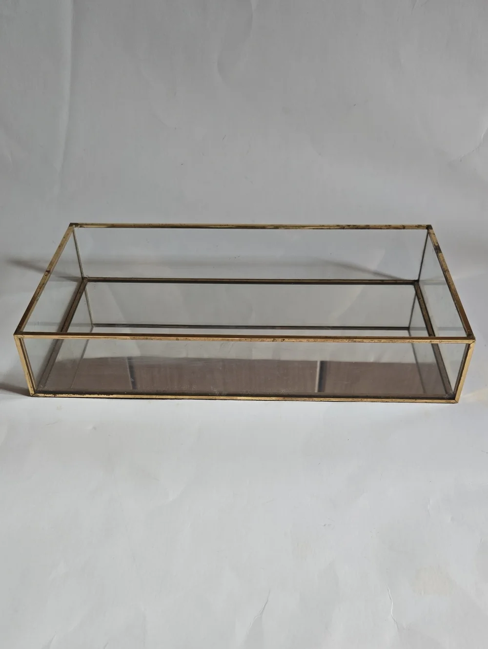 Gold Glass Decorative Tray Home Decor Vanity Jewelry Organizer